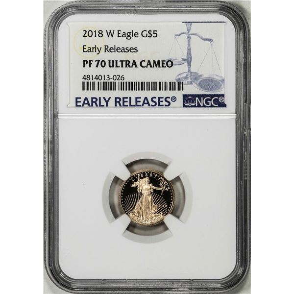 2018-W $5 Proof American Gold Eagle Coin NGC PF70 Ultra Cameo Early Releases