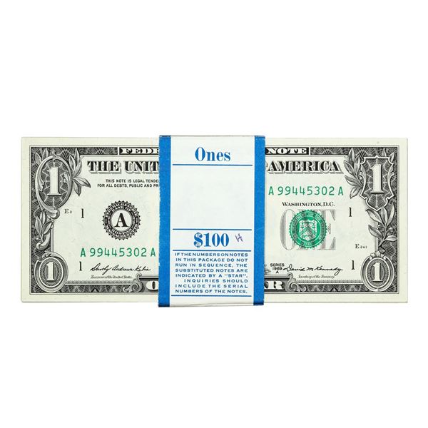 Pack of (99) Consecutive 1969A $1 Federal Reserve Notes Boston