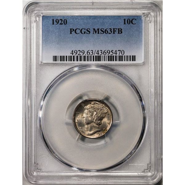 1920 Mercury Dime Coin PCGS MS63FB