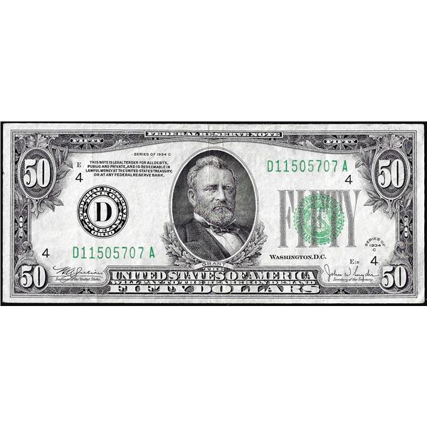 1934C $50 Federal Reserve Note Cleveland