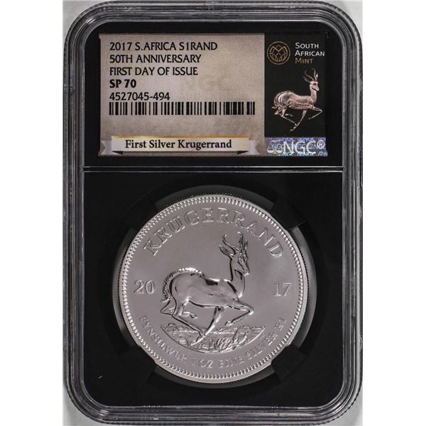2017 South Africa Krugerrand Silver Coin NGC SP70 First Day Of Issue With COA