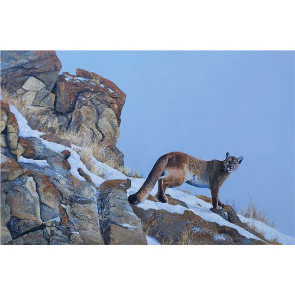 “Mountain Lion” Original Mixed Media Acrylic Painting by South African Artist Sannette Boshoff
