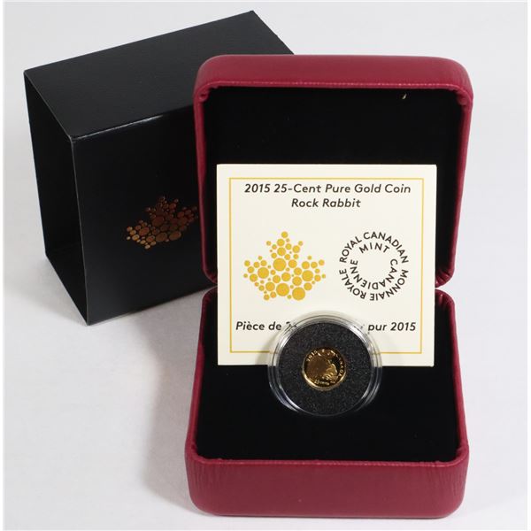 2015 CANADIAN 25CENT PURE GOLD (99.99%) ROCKRABBIT