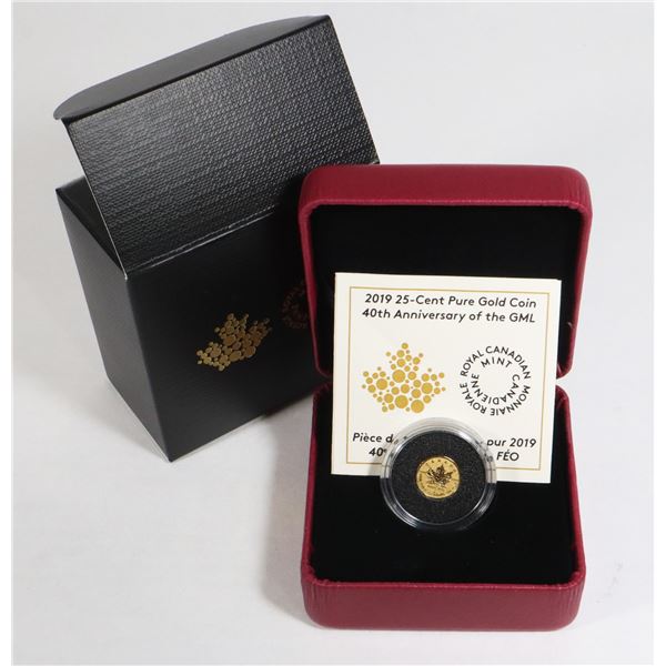 2019 CANADIAN 25CENT PURE GOLD (99.99%) 40TH