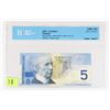 Image 1 : 2001 CANADIAN 5 DOLLAR BANK NOTE GRADED UNC-66 BY