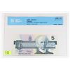 Image 1 : 1986 CANADIAN 5 DOLLAR BANK NOTE GRADED UNC-65