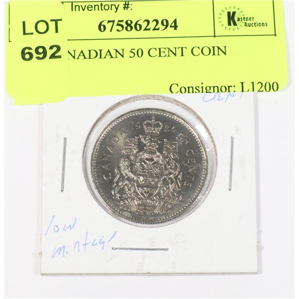 1984 CANADIAN 50 CENT COIN