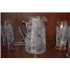 Image 2 : ETCHED PITCHER & GLASS W/FLOWER MOTIF (5 PCS)