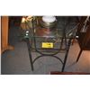 Image 2 : SIDE TABLES W/GLASS TOP & SHELF (PAIR)