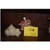 Image 1 : STONE BISON CARVING, STONE BUDDHA & JAPANESE DOLL (3 PCS)
