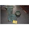 Image 1 : BRONZE DRAGON PLATE, CERAMIC PLANTER & METAL ARTS & CRAFT VASE (3 PCS) (DOES NOT INCLUDE FLOWERS)