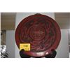 Image 1 : RED & BLACK WALL MEDALLION W/5 BAT & LONG LIFE MOTIF (DOES NOT INCLUDE STAND)