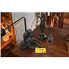 Image 1 : FIGURAL SWINGING BALL CLOCK (FREE SWINGER), VINTAGE ANSONIA CLOCK TOPPER & EIFFEL TOWER SOUVENIR (3 