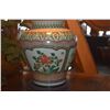 Image 3 : ANTIQUE GINGER JAR LAMP W/SILK SHADE, DOUBLE BULBS & CARVED IRONWOOD BASE