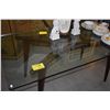 Image 2 : 3/4" GLASS TOP TABLE W/WOOD BASE, GIO PONTI STYLE (35 1/3" X 63")