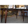 Image 3 : 3/4" GLASS TOP TABLE W/WOOD BASE, GIO PONTI STYLE (35 1/3" X 63")