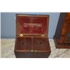 Image 2 : ANTIQUE CHINESE "TEA CHEST" W/2 SECTIONS, THE BOX IS TAPERED W/DIAMOND SHAPED WOOD INLAY ON TOP