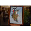 Image 1 : FRAMED OIL ON CANVAS, 2 CHILDREN ON A CAROUSEL HORSE; SIGNED JOHN YOUNG (33 1/4" X  45 1/4")