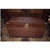 Image 2 : WICKER STORAGE CHEST W/BRASS HARDWARE