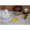 Image 1 : COVERED SOUP TUREEN, ETCHED NAVOJO POTTERY VASE (SIGNED ERIKA SANS) & JAPANESE VASE (SIGNED) (3 PCS)