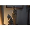 Image 1 : CHINESE CERAMIC FOO DOG & FIGURES ON POST FROM XIAN (PAIR)