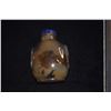 Image 2 : SHADOW AGATE FOO DOG SNUFF BOTTLE W/LAPIS & CORAL TOP (CHINESE) (2 1/2")