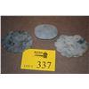 Image 1 : CHINESE JADEITE SPIRIT LOCKS (2) & JADE BUCKLE IN SHALLOW RELIEF W/PLUM & PINE MOTIF (3 PCS)