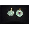 Image 1 : 14K ENDLESS KNOT JADE PENDANT & 14K JADE & AMETHYST PENDANT (2 PCS)