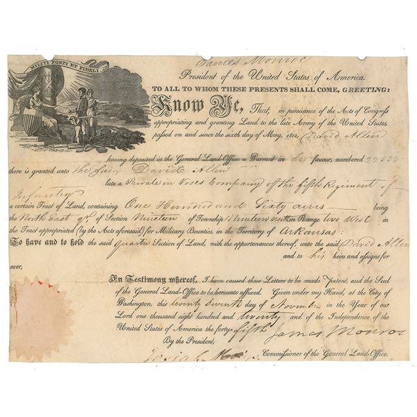 James Monroe Document Signed as President