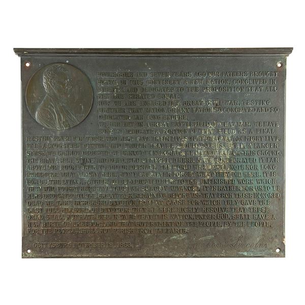 Abraham Lincoln: Gettysburg Address Large Bronze Plaque