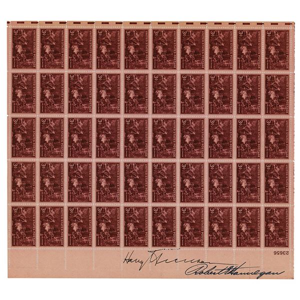 Harry S. Truman Signed Stamp Sheet