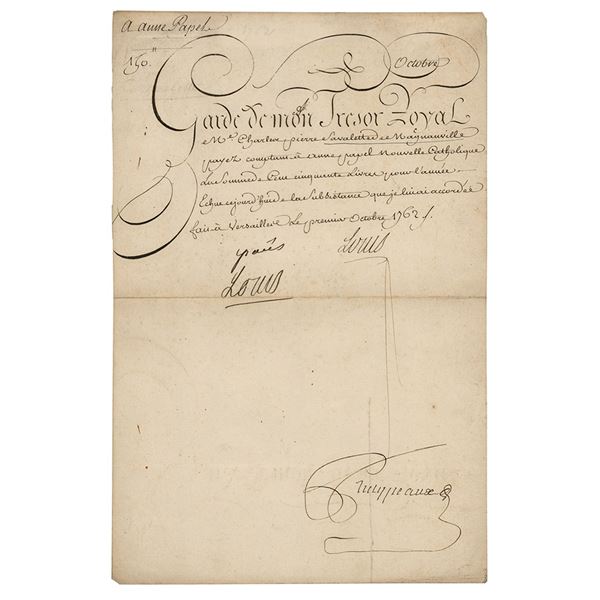 King Louis XV Document Signed