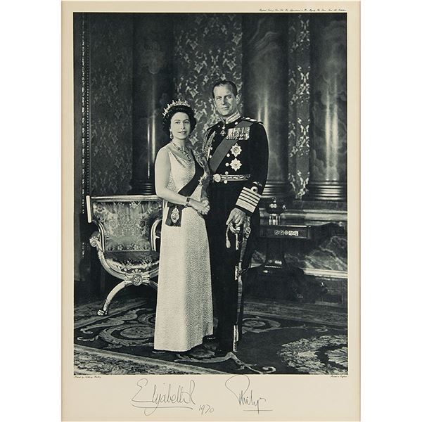 Queen Elizabeth II and Prince Philip Signed Photogravure