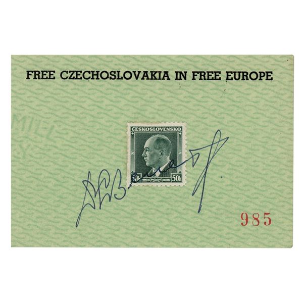 Edvard Benes Signed Stamp