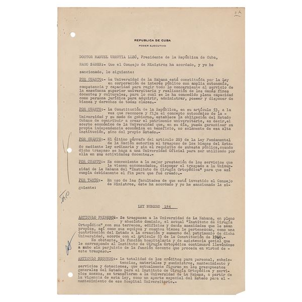 Fidel Castro Document Signed