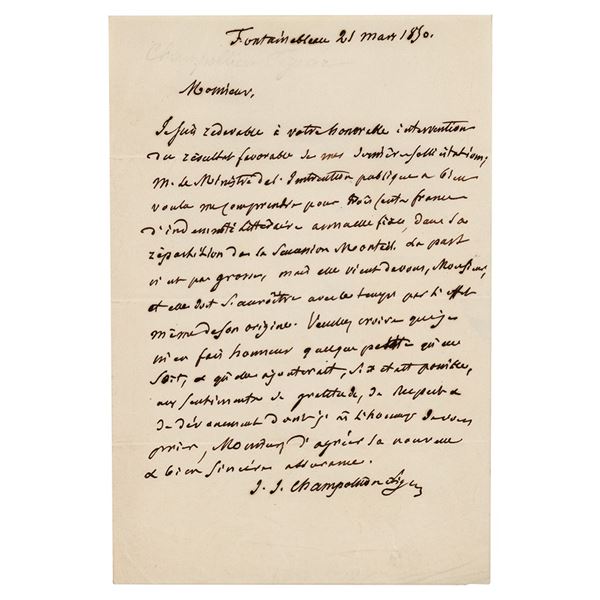 Jacques-Joseph Champollion-Figeac Autograph Letter Signed