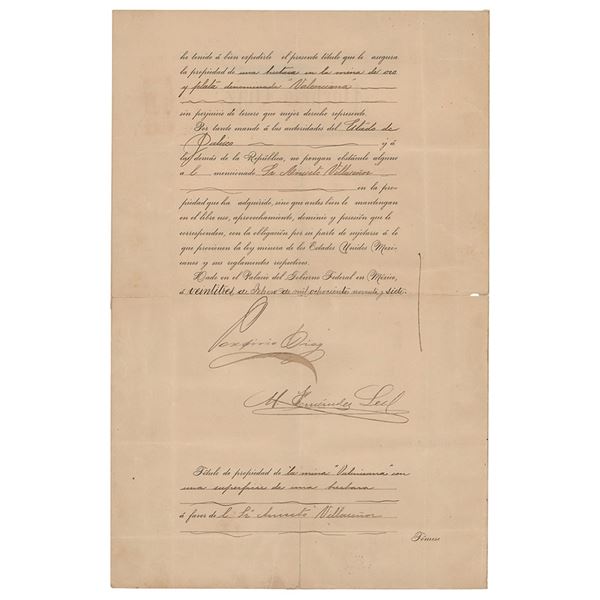 Porfirio Diaz Document Signed