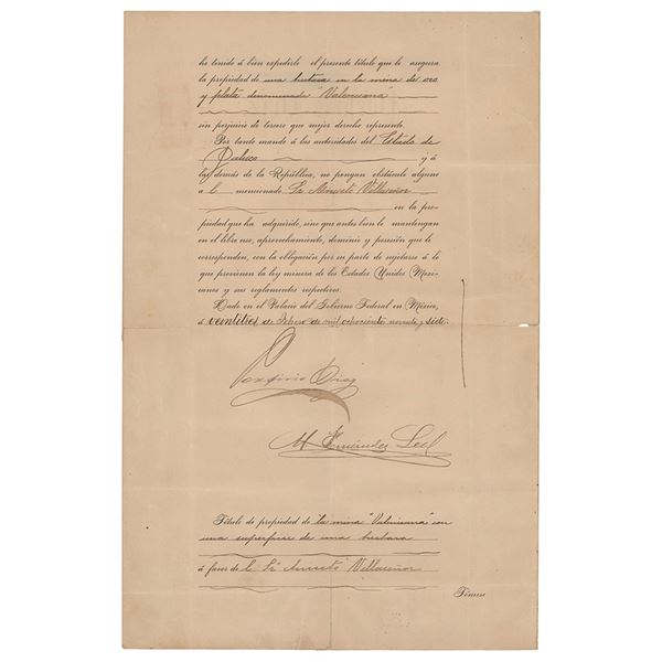 Porfirio Diaz Document Signed