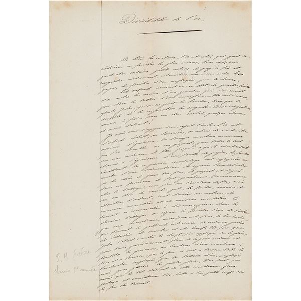 Jean-Henri Fabre Handwritten Notes
