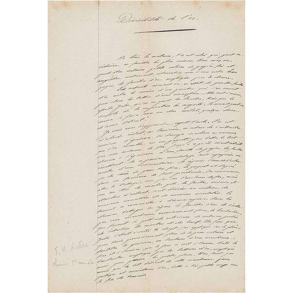 Jean-Henri Fabre Handwritten Notes