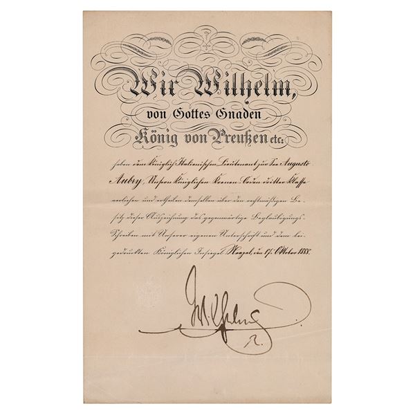 Kaiser Wilhelm II Document Signed