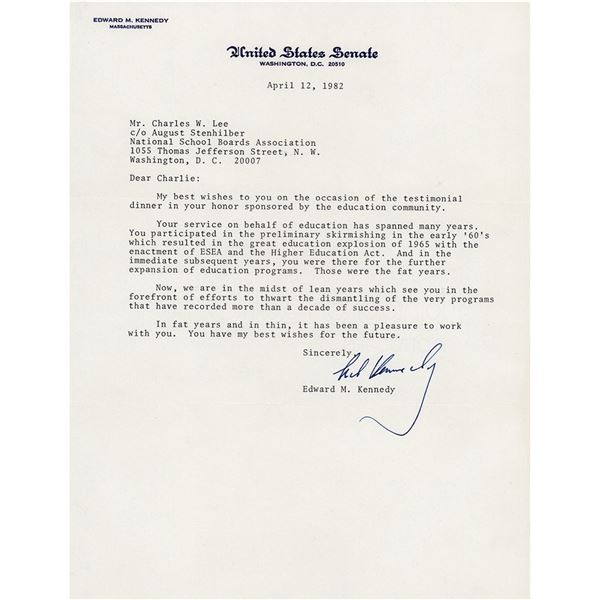 Ted Kennedy Typed Letter Signed