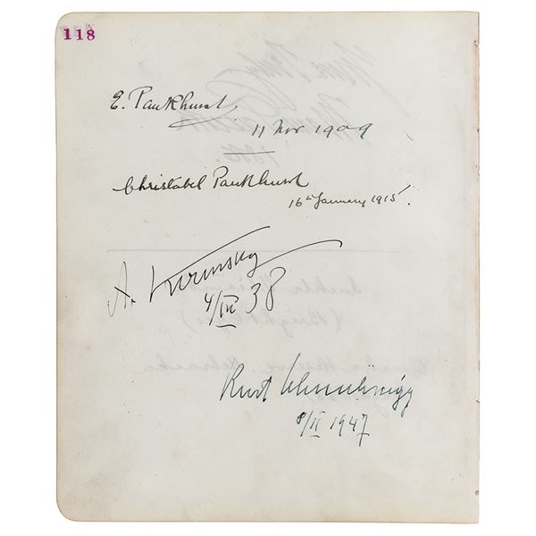 Alexander Kerensky and Emmeline Pankhurst Signatures