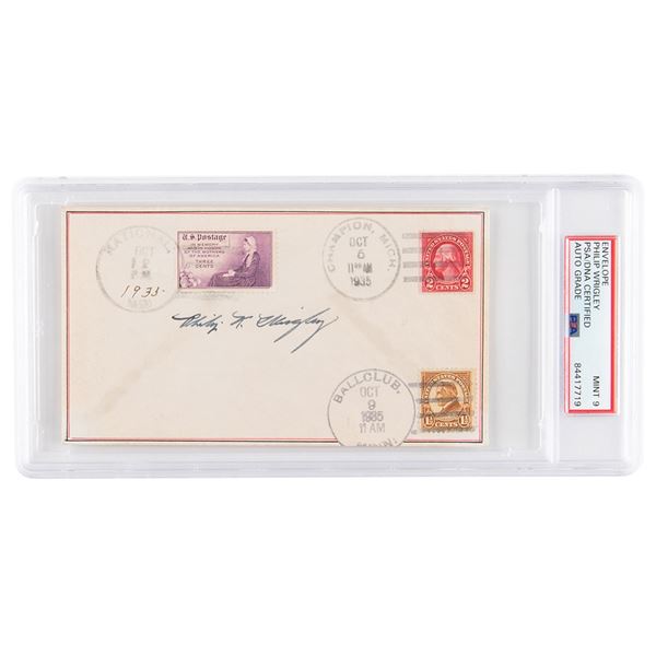 Philip K. Wrigley Signed Envelope - PSA MINT 9