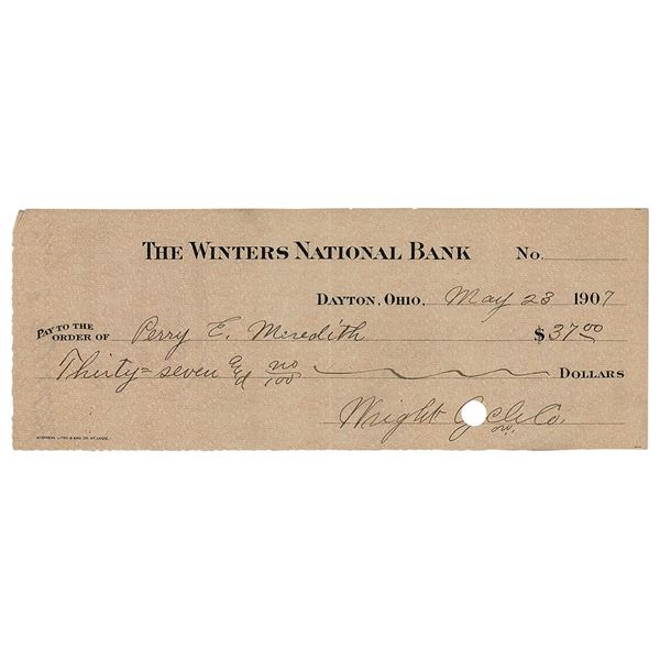 Orville Wright Signed Check