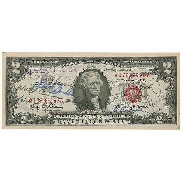 Apollo Astronauts (18) Multi-Signed Two-Dollar Bill