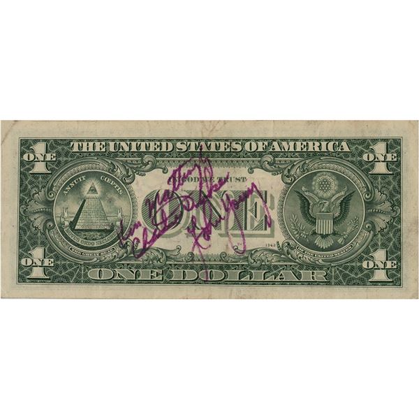 Apollo 16 Prime and Backup Crews Signed One-Dollar Bill