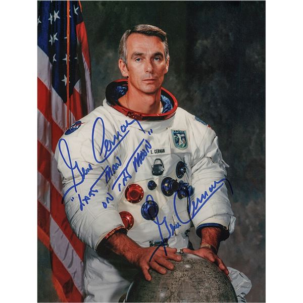 Gene Cernan Twice-Signed Photograph