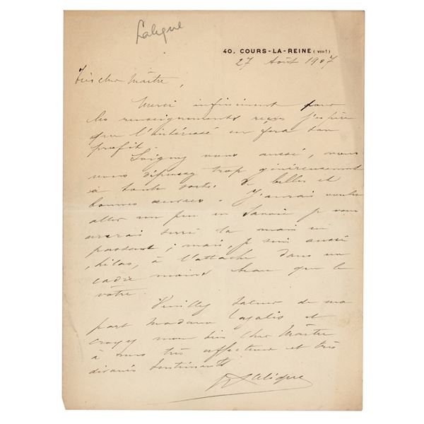 Rene Lalique Autograph Letter Signed