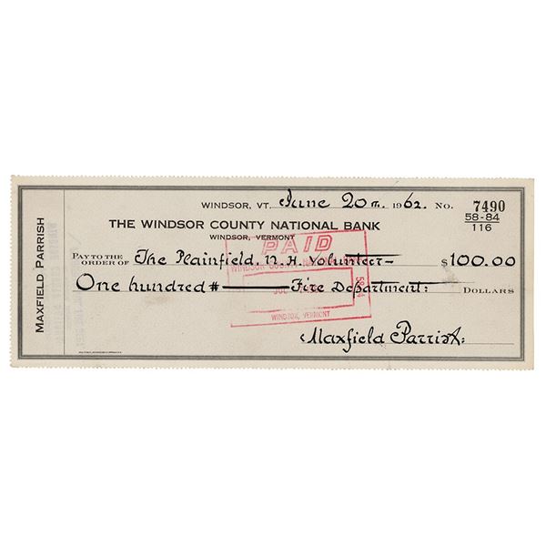 Maxfield Parrish Signed Check